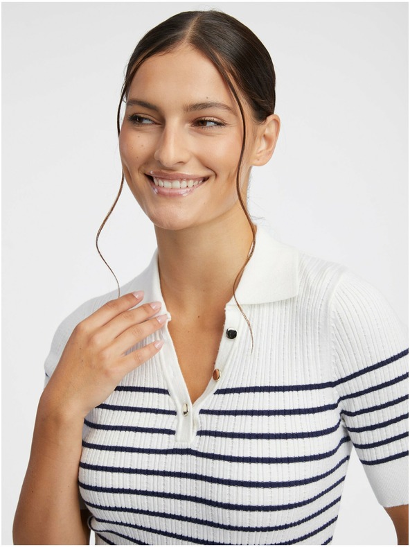Orsay Polo donna crema a righe ORSAY