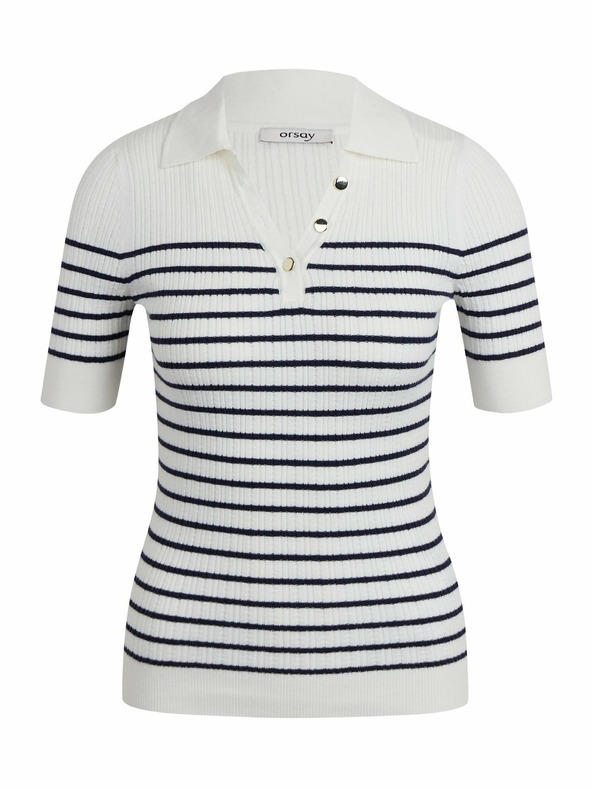 Orsay Polo donna crema a righe ORSAY