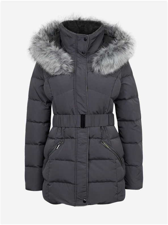 Orsay Giacca invernale trapuntata grigio scuro da donna con cintura ORSAY