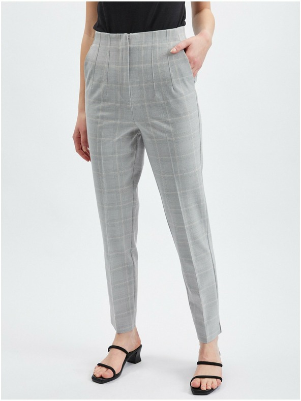 Orsay Pantaloni a quadri da donna grigio chiaro ORSAY
