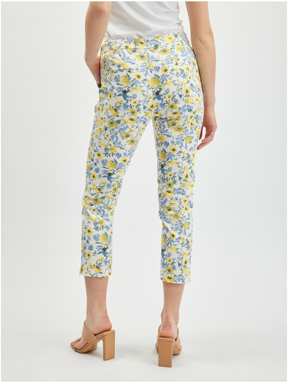 Orsay Pantaloni cropped floreali gialli e bianchi da donna ORSAY