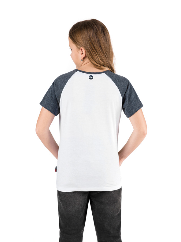 Sam 73 Maglietta bambina blu e bianca stampata SAM 73