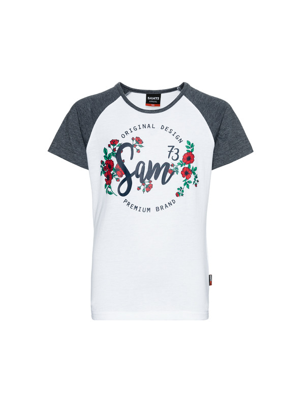 Sam 73 Maglietta bambina blu e bianca stampata SAM 73