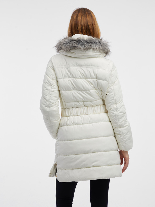 Orsay Cappotto trapuntato crema da donna con pelliccia sintetica ORSAY