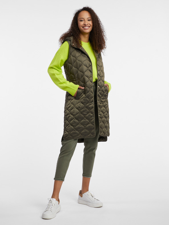 Orsay Gilet lungo trapuntato kaki da donna ORSAY