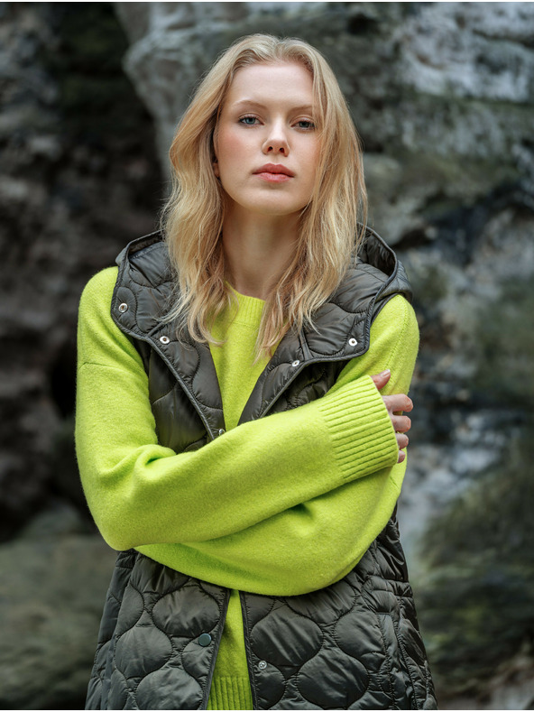 Orsay Gilet lungo trapuntato kaki da donna ORSAY