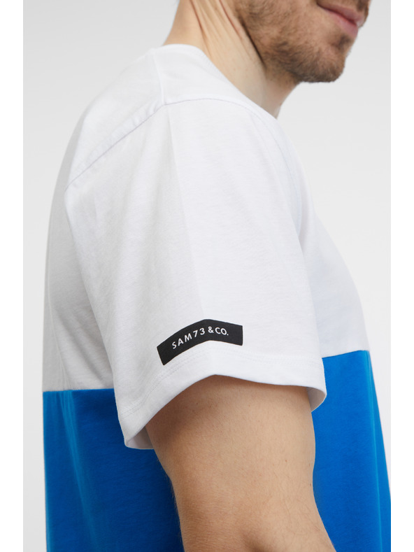Sam 73 Maglietta da uomo bianca e blu SAM 73 Norman
