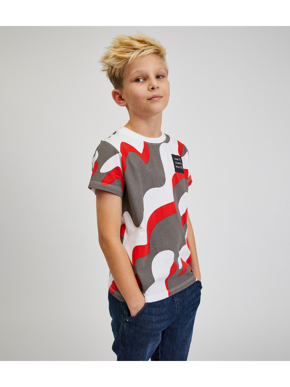 Sam 73 Maglietta fantasia grigia e rossa da ragazzo SAM 73 Oscar