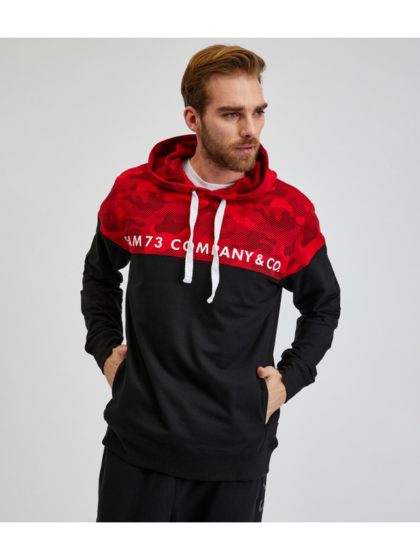 Sam 73 Felpa con cappuccio rossa e nera da uomo SAM73 Aquamarine