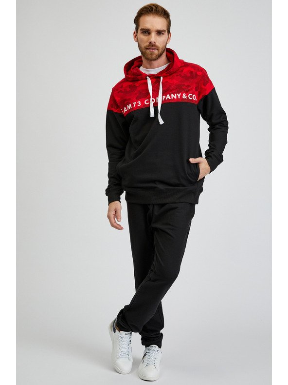 Sam 73 Felpa con cappuccio rossa e nera da uomo SAM73 Aquamarine