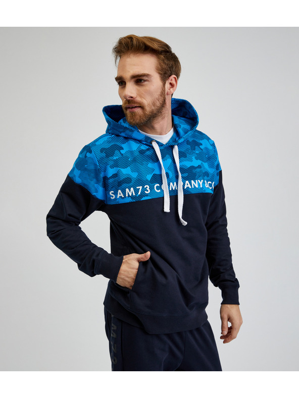 Sam 73 Felpa con cappuccio da uomo blu SAM73 Aquamarine