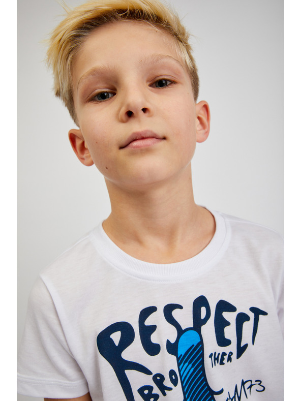 Sam 73 Maglietta stampata bianca da ragazzo SAM73 Scutum