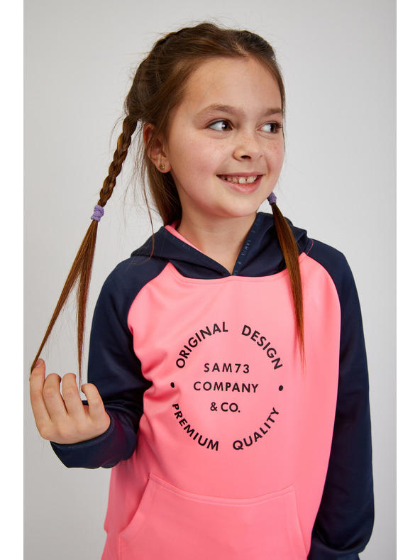 Sam 73 Felpa con cappuccio blu e rosa da ragazza SAM73 Draco