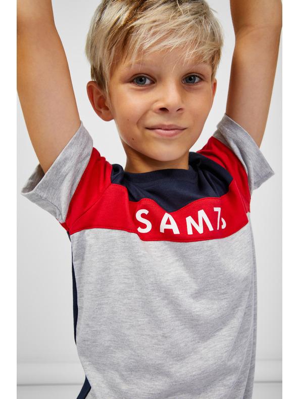 Sam 73 Maglietta a righe blu-grigio da ragazzo SAM 73 Kallan