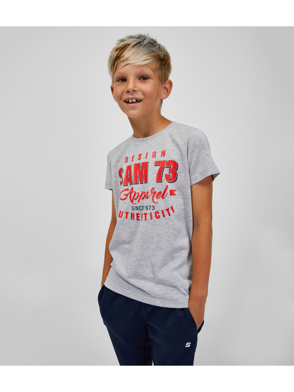 Sam 73 Maglietta a righe grigio chiaro da ragazzo SAM 73 Janson