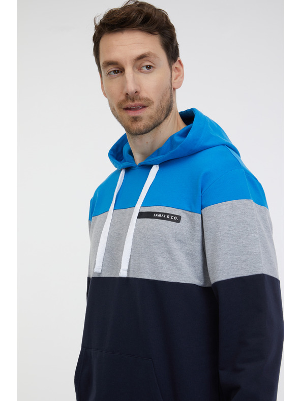 Sam 73 Felpa con cappuccio blu e nera da uomo SAM 73 Gerado