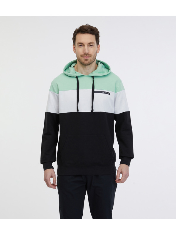 Sam 73 Felpa con cappuccio verde e nera da uomo SAM 73 Gerado
