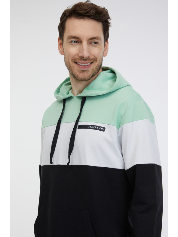 Sam 73 Felpa con cappuccio verde e nera da uomo SAM 73 Gerado