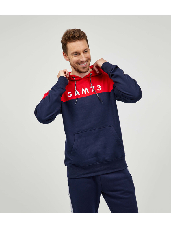 Sam 73 Felpa con cappuccio rossa e blu da uomo SAM 73 Eldos