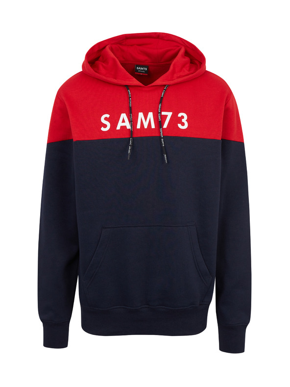 Sam 73 Felpa con cappuccio rossa e blu da uomo SAM 73 Eldos