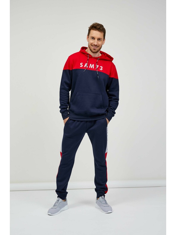 Sam 73 Felpa con cappuccio rossa e blu da uomo SAM 73 Eldos
