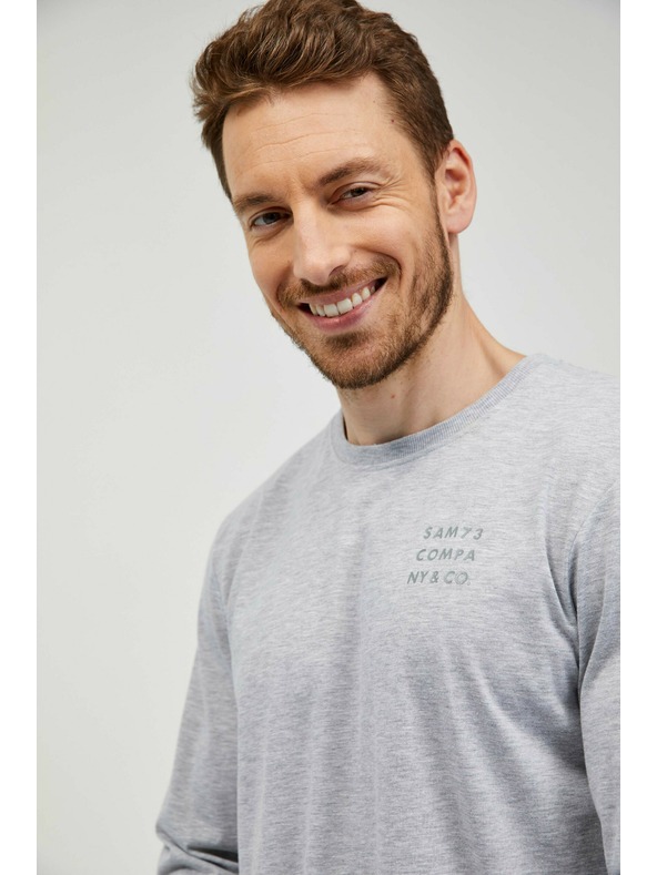 Sam 73 Maglietta a righe da uomo grigio chiaro Sam 73