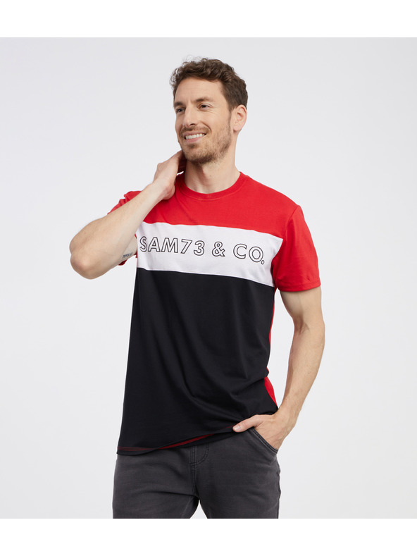 Sam 73 Maglietta nera e rossa da uomo SAM 73 Seamus