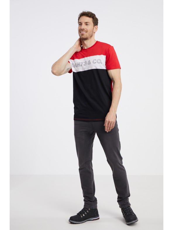 Sam 73 Maglietta nera e rossa da uomo SAM 73 Seamus