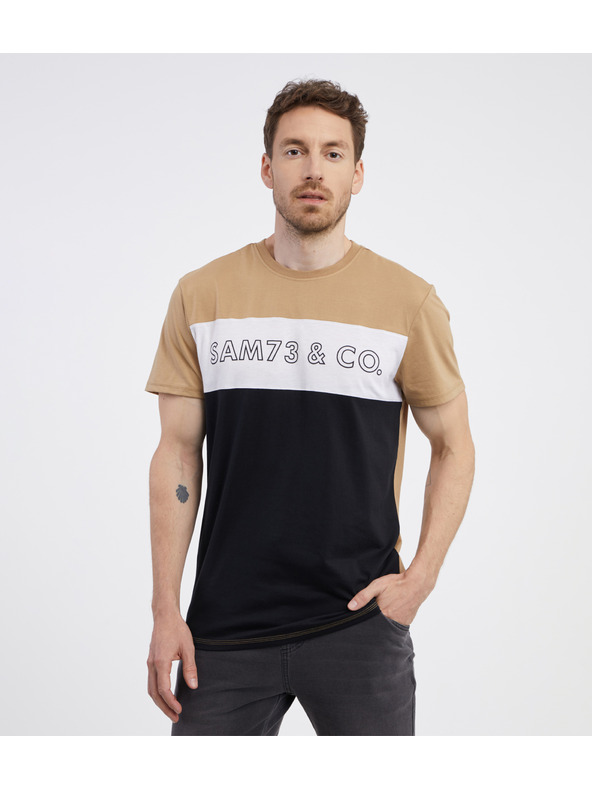 Sam 73 Maglietta da uomo nera e marrone SAM 73 Seamus