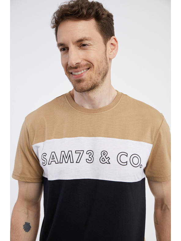Sam 73 Maglietta da uomo nera e marrone SAM 73 Seamus