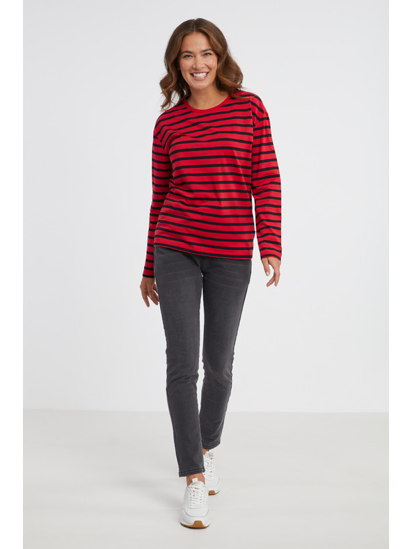 Sam 73 Maglietta a maniche lunghe rossa a righe da donna SAM 73 Prudence