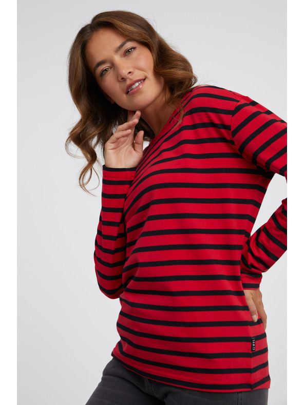 Sam 73 Maglietta a maniche lunghe rossa a righe da donna SAM 73 Prudence