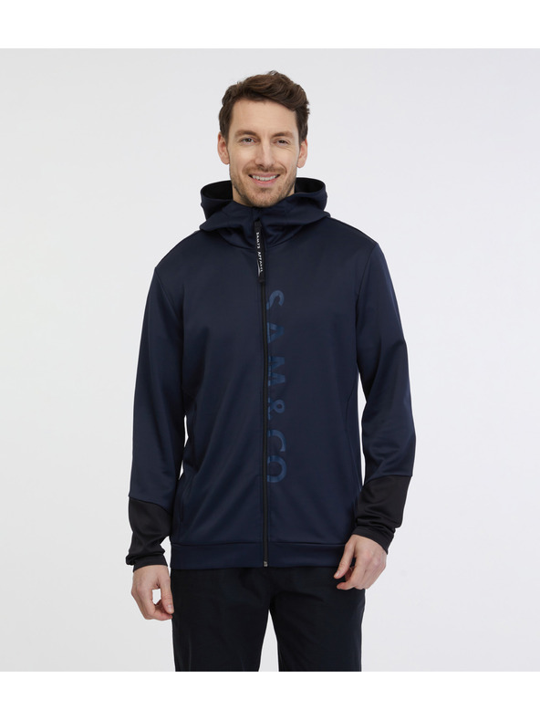 Sam 73 Felpa con cappuccio blu scuro da uomo con zip SAM 73 Emanuel