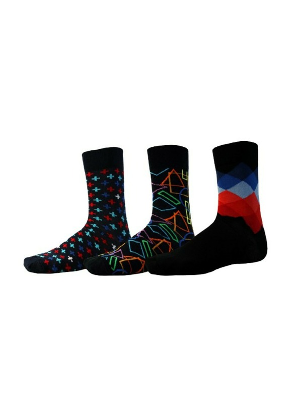 Sam 73 Set of three pairs of patterned socks in black SAM 73
