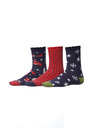 Sam 73 Set di tre paia di calzini natalizi da donna nei colori blu e rosso SAM 73 Rudolph