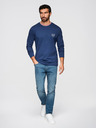Ombre Clothing Maglietta in cotone a maniche lunghe con scollo a U a righe e ricamo da uomo Ombre Clothing