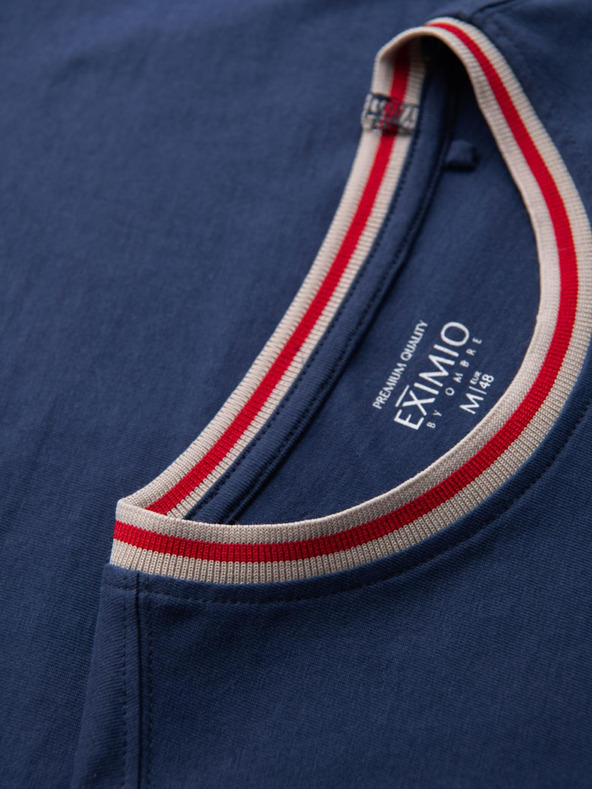 Ombre Clothing Maglietta in cotone a maniche lunghe con scollo a U a righe e ricamo da uomo Ombre Clothing