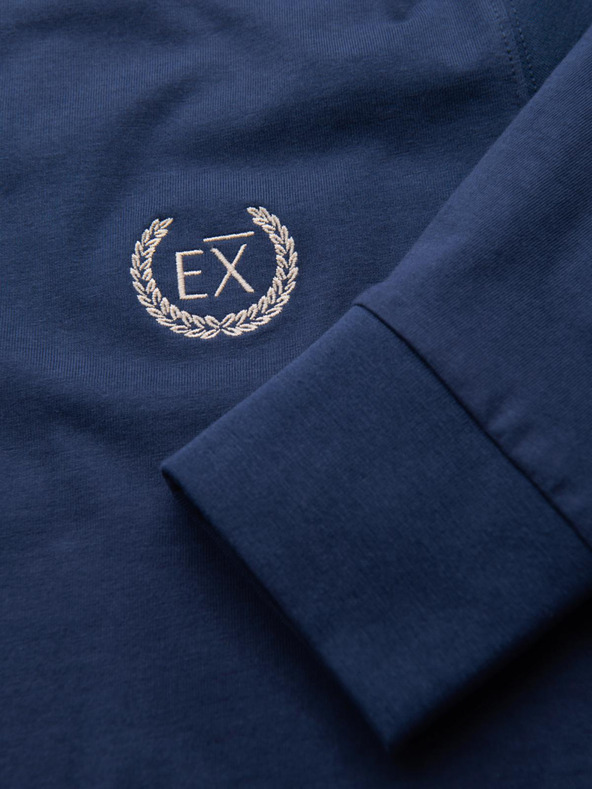 Ombre Clothing Maglietta in cotone a maniche lunghe con scollo a U a righe e ricamo da uomo Ombre Clothing