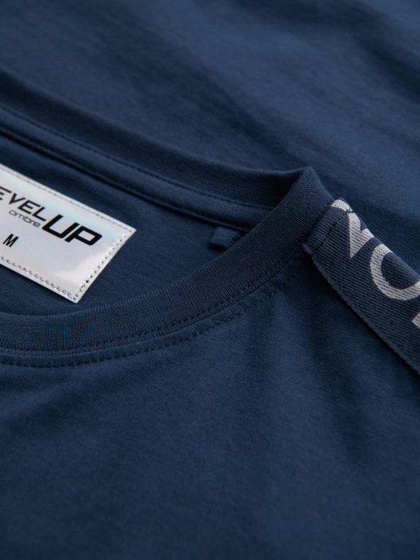 Ombre Clothing Maglietta in cotone a maniche lunghe con orlo e stampa sul petto da uomo Ombre Clothing