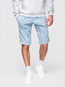 Ombre Clothing Shorts di jeans corti da uomo con impunture decorative - blu chiaro