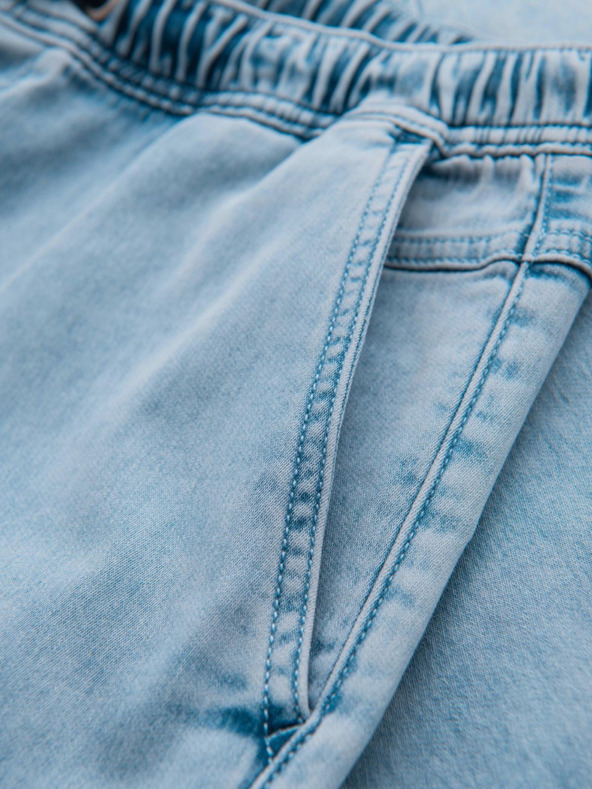 Ombre Clothing Shorts di jeans corti da uomo con impunture decorative - blu chiaro