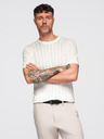 Ombre Clothing Maglione da uomo con scollo rotondo e maniche corte - bianco