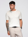 Ombre Clothing Maglione da uomo con scollo rotondo e maniche corte - bianco
