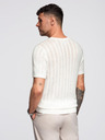Ombre Clothing Maglione da uomo con scollo rotondo e maniche corte - bianco