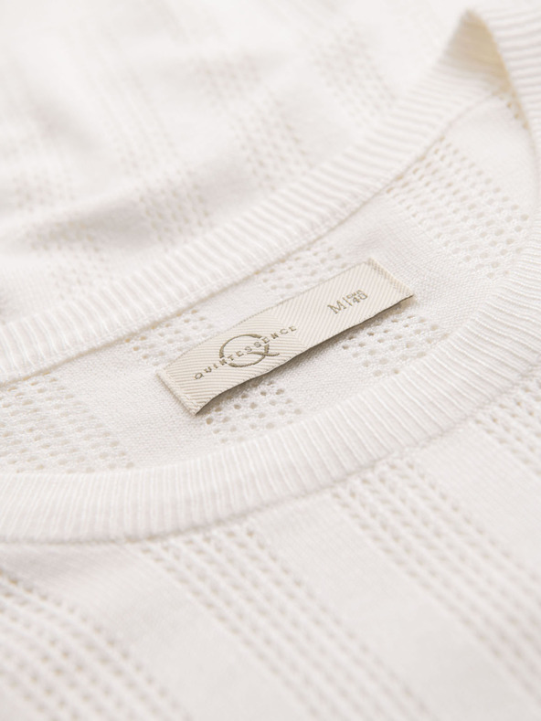 Ombre Clothing Maglione da uomo con scollo rotondo e maniche corte - bianco