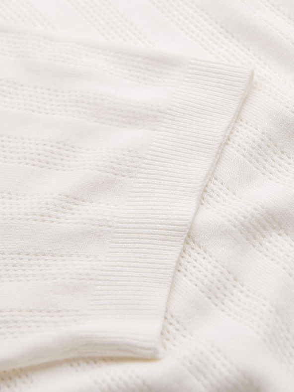 Ombre Clothing Maglione da uomo con scollo rotondo e maniche corte - bianco