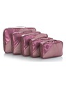 Heys Set of five travel packing cubes in dark pink Heys Metallic Packing Cube 5pc