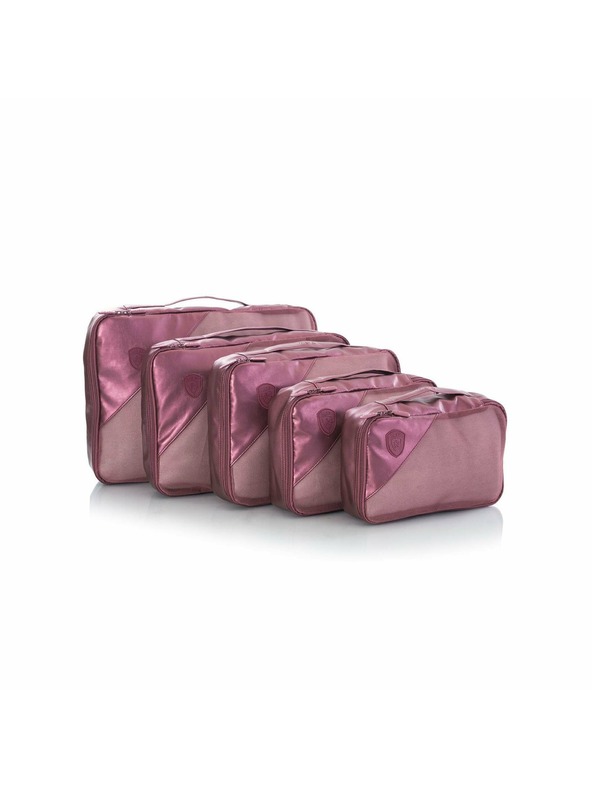 Heys Set of five travel packing cubes in dark pink Heys Metallic Packing Cube 5pc