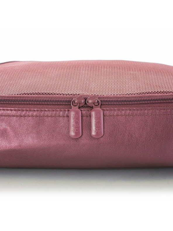 Heys Set of five travel packing cubes in dark pink Heys Metallic Packing Cube 5pc